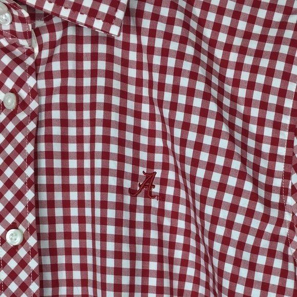 THOMAS DEAN Alabama Collegiate Shirt Button Up Gingham Embroidered Size Large - Picture 4 of 12